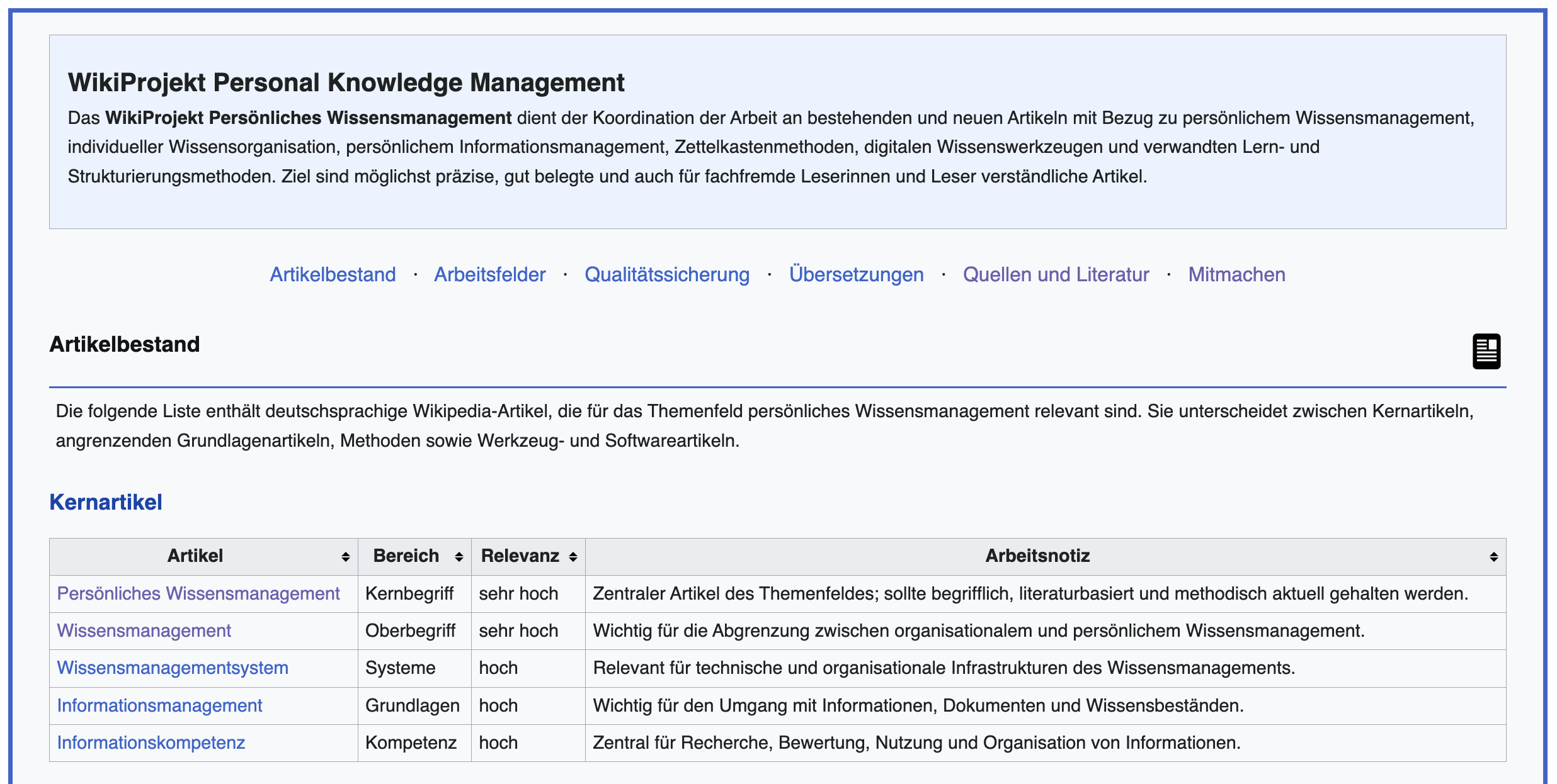 Abb. 1. Screenshot Neues WikiProjekt PKM